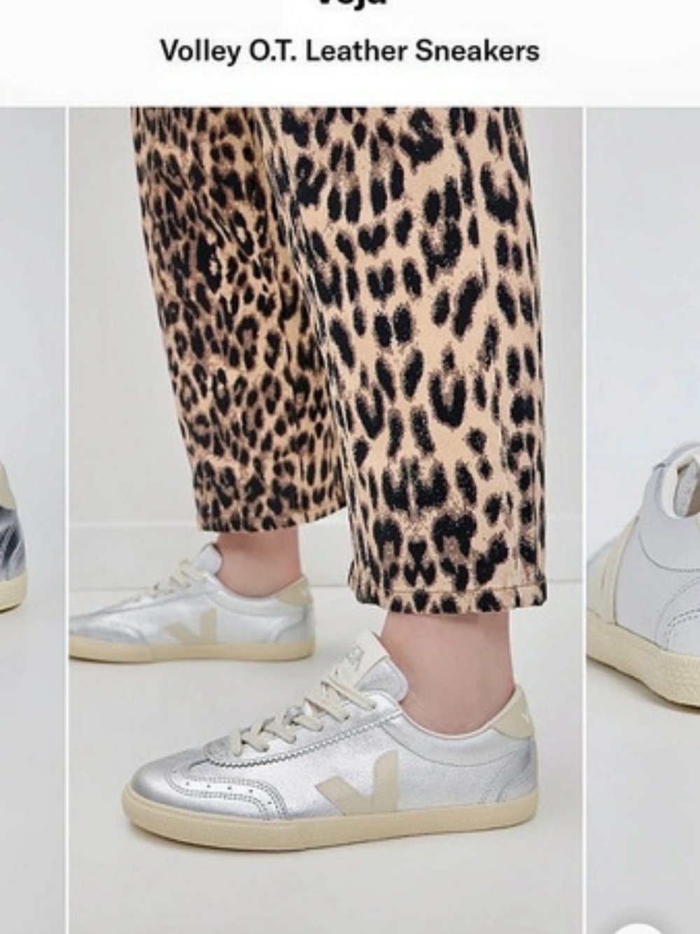Veja Volley O.T. Leather Sneakers Leather Sneakers Silver & Off-white Women's 6 - Picture 4 of 12